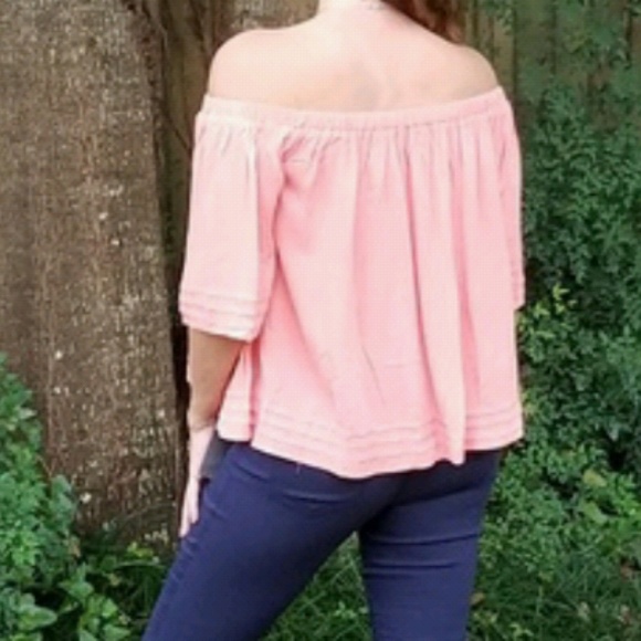 4/$24 SALE - ON or OFF SHOULDER CORAL BLOUSE - Picture 4 of 7